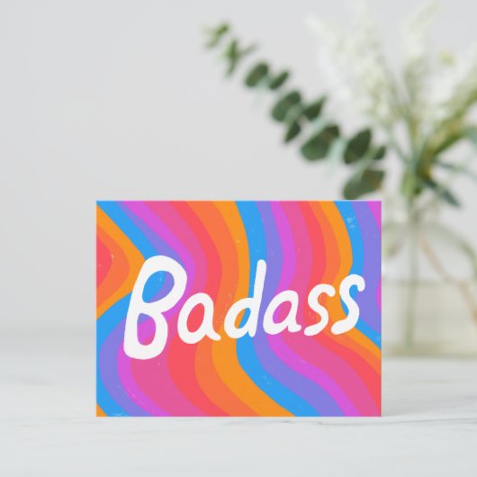 BADASS kleurrijke kool en vun stripes Briefkaart (Staand voorkant)