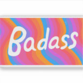 BADASS kleurrijke letterstrepen Sticker (Voorkant)