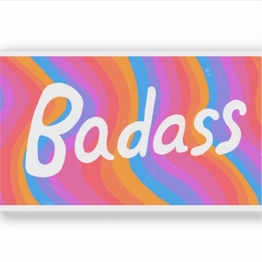 BADASS kleurrijke letterstrepen Sticker (Voorkant)