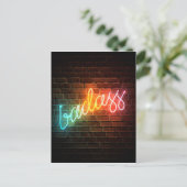 Badass Rainbow Neon Sign Briefkaart (Staand voorkant)