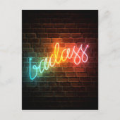 Badass Rainbow Neon Sign Briefkaart (Voorkant)