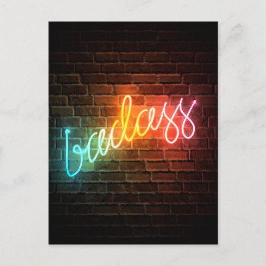 Badass Rainbow Neon Sign Briefkaart (Voorkant)