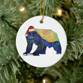 Badass Santa Honey badger Psychedelic Keramisch Ornament