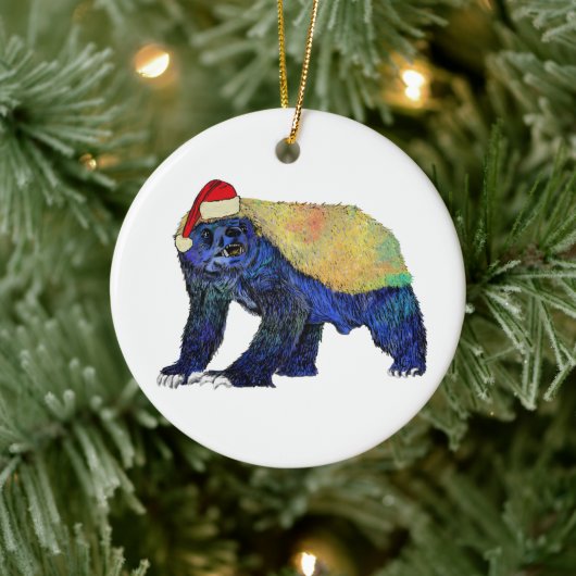 Badass Santa Honey badger Psychedelic Keramisch Ornament (Boom)