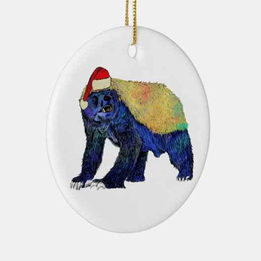 Badass Santa Honey badger Psychedelic Keramisch Ornament (Rechts)