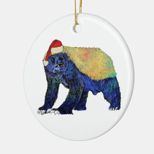 Badass Santa Honey badger Psychedelic Keramisch Ornament (Links)