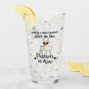 BADASS schoonzus Partners IN Wine Funny Llama Glas