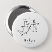 Badass Shark Punch Ronde Button 4,0 Cm (Voorkant /achterkant)