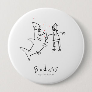 Badass Shark Punch Ronde Button 4,0 Cm