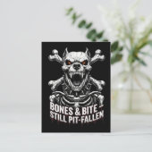 Badass Skeleton Bulldog Gothic Skull Briefkaart (Staand voorkant)