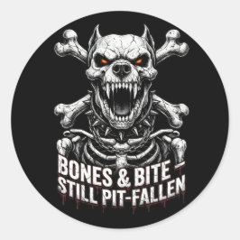 Badass Skeleton Bulldog Gothic Skull Ronde Sticker
