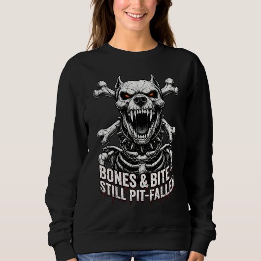 Badass Skeleton Bulldog Gothic Skull Trui (Voorkant)