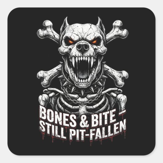 Badass Skeleton Bulldog Gothic Skull Vierkante Sticker (Voorkant)
