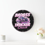 Badass Trucker Chick Pink Power Grote Klok (Huis)