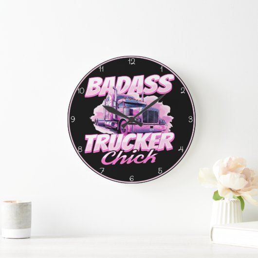 Badass Trucker Chick Pink Power Grote Klok (Huis)