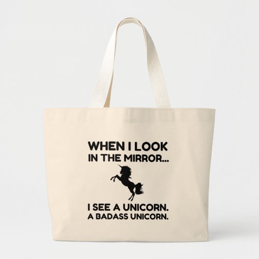 BADASS UNICORN GROTE TOTE BAG (Voorkant)