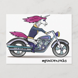 Badass unicorn op motorfiets - Knallhartes Einhorn Briefkaart