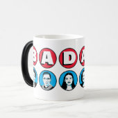 Badass-vrouwen: Stacey RBG AOC Katie Kamala Warren Magische Mok (Voorkant links)