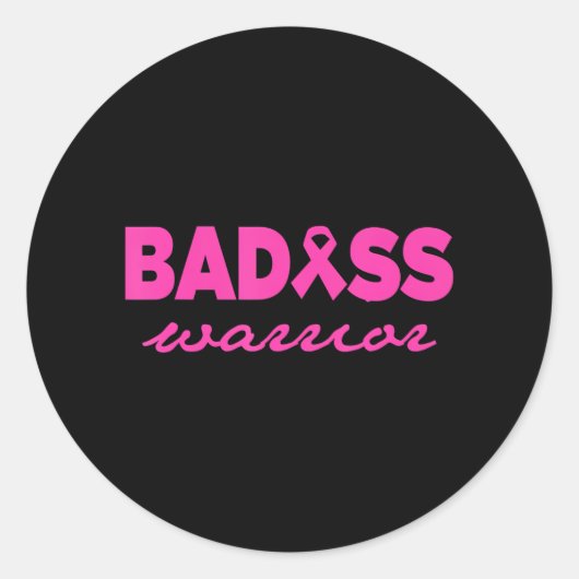 BADASS Warrior Pink Breast Cancer Ronde Sticker (Voorkant)