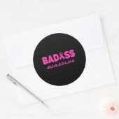 BADASS Warrior Pink Breast Cancer Ronde Sticker (Envelop)