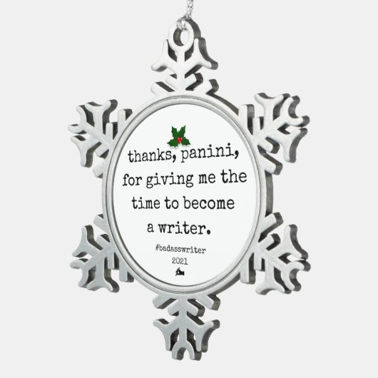 badassschrijvers boomversiering - bedankt , panini tin sneeuwvlok ornament (Rechts)