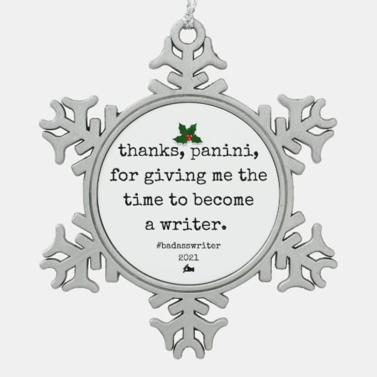 badassschrijvers boomversiering - bedankt , panini tin sneeuwvlok ornament (Voorkant)