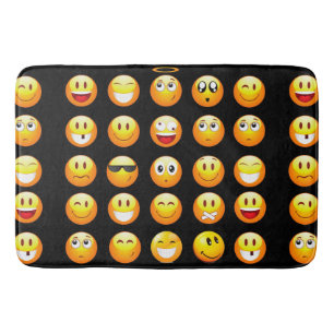 badbadkamerbad met zwarte emojis badmat