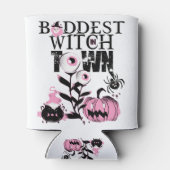 Baddest Witch in Town Halloween in enge roze Blikjeskoeler (Achterkant)