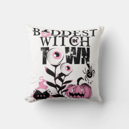 Baddest Witch in Town Halloween in enge roze Kussen