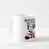 Baddest Witch in Town Halloween roze en eng Koffiemok (Voorkant links)