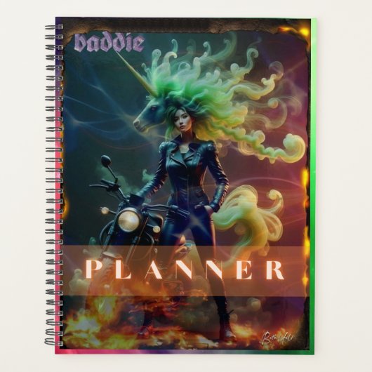 Baddie Unicorn Biker Planner (Voorkant)