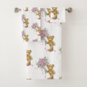 Baddy Bear Floral Pink Bad Handdoek (Insitu)