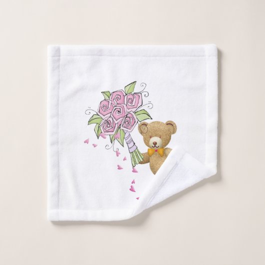 Baddy Bear Floral Pink Bad Handdoek (Wasdoekje)