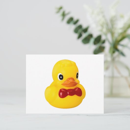 Badeente Quietschente rubbereend Briefkaart (Staand voorkant)