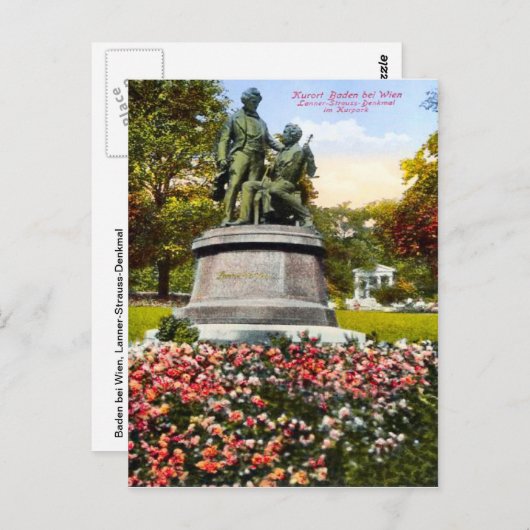 Baden bei Wien, Lanner-Strauss-Denkmal Briefkaart (Voorkant / Achterkant)