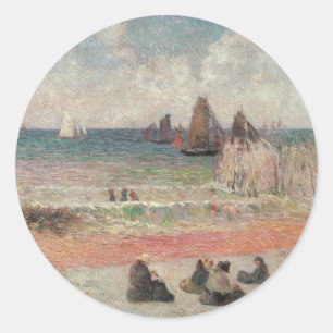 Baden bij Dieppe van Paul Gauguin, Vintage Fine Ar Ronde Sticker