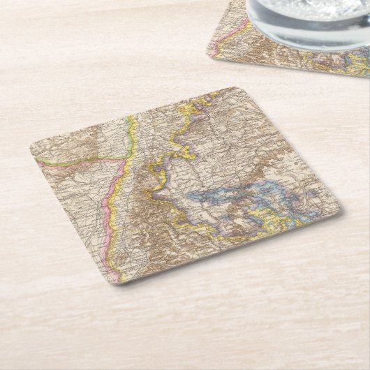 Baden Duitsland Atlas Map Kartonnen Onderzetters (Schuin)