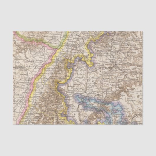 Baden Duitsland Atlas Map Tissuepapier (Voorkant)