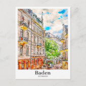 Baden Duitsland Reizen Waterverf Hand getekend Briefkaart (Voorkant)