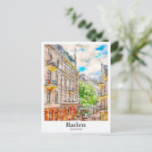 Baden Duitsland Reizen Waterverf Hand getekend Briefkaart (Staand voorkant)