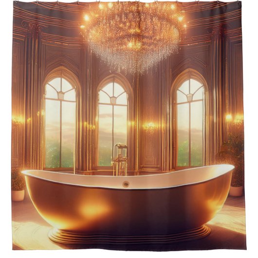 Baden in goud douchegordijn (Voorkant)