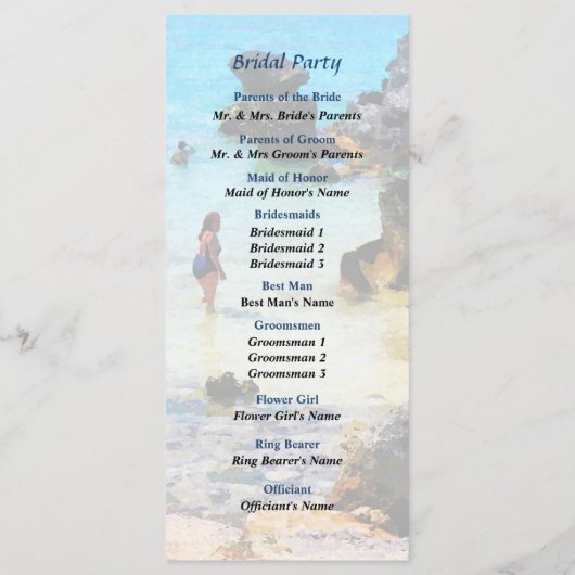 Baden in het Ocean St. George Wedding Programme Programmakaart (Achterkant)