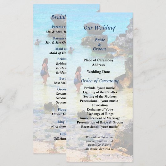 Baden in het Ocean St. George Wedding Programme Programmakaart (Voorkant / Achterkant)