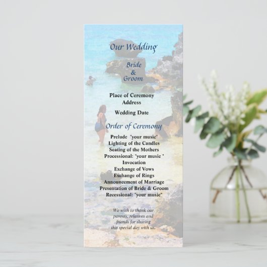 Baden in het Ocean St. George Wedding Programme Programmakaart (Staand voorkant)