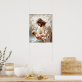 Baden in liefde, Christelijke kunst, kinderdagverb Poster (Keuken)