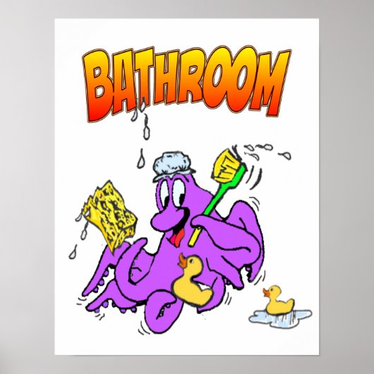 Baden Octopus Bathroom Poster  (Voorkant)