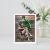 Baden schoonheden in groene en frambozen pakken briefkaart (Staand voorkant)