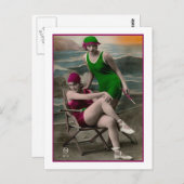 Baden schoonheden in groene en frambozen pakken briefkaart (Voorkant / Achterkant)