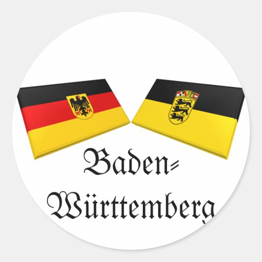 Baden-Wuerttemberg, Duitse Tegels Ronde Sticker (Voorkant)