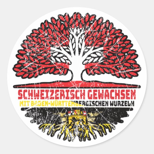Baden-Württemberg Schweizer Schweiz Baum Ronde Sticker (Voorkant)